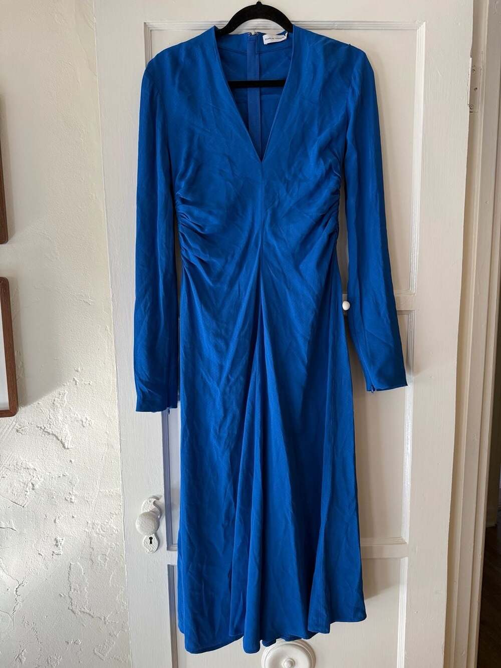Scanlan Theodore Crepe Gather Waist Dress Cobalt Size 8